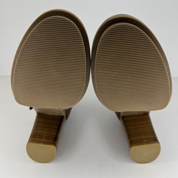 A+ Ellen Chestnut Brown Ankle Boots Womens Size 11 Block Heels Zippered Closure - Picture 8 of 10